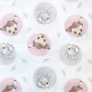 Bambi and Thumper baby fabric, Disney character cotton woven, animal movie, baby, pastel  watercolor look, Springs Creative 30” piece pam1