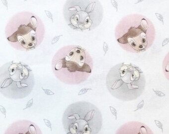 Bambi and Thumper baby fabric, Disney character cotton woven, animal movie, baby, pastel  watercolor look, Springs Creative 30” piece pam1