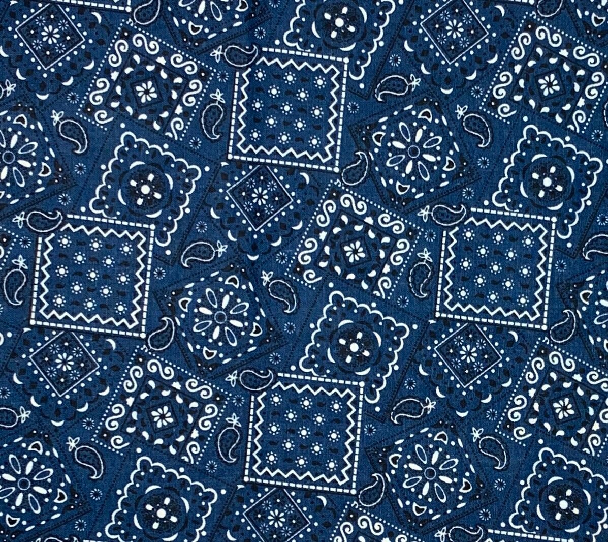 Bandana fabric navy blue Blazin bandana print cotton woven | Etsy