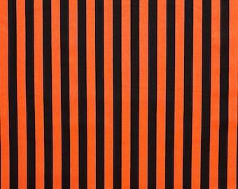 Black and orange stripe Halloween cotton woven fabric holiday Pre-cut one yard piece, David Textiles dt1