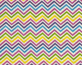 Bright color Chevron, Easter zig zag cotton woven fabric, white background, pre-cut sizes, Spring wt7