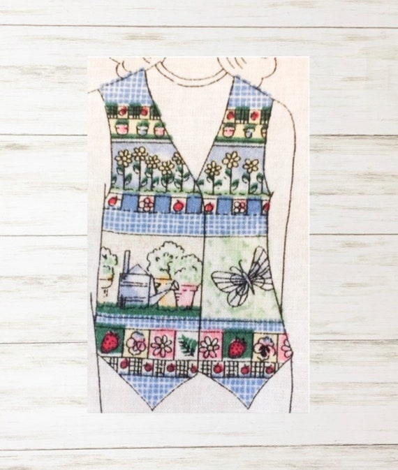 Spring Vest Fabric Panel Green Thumb Spring Gardening Theme Etsy