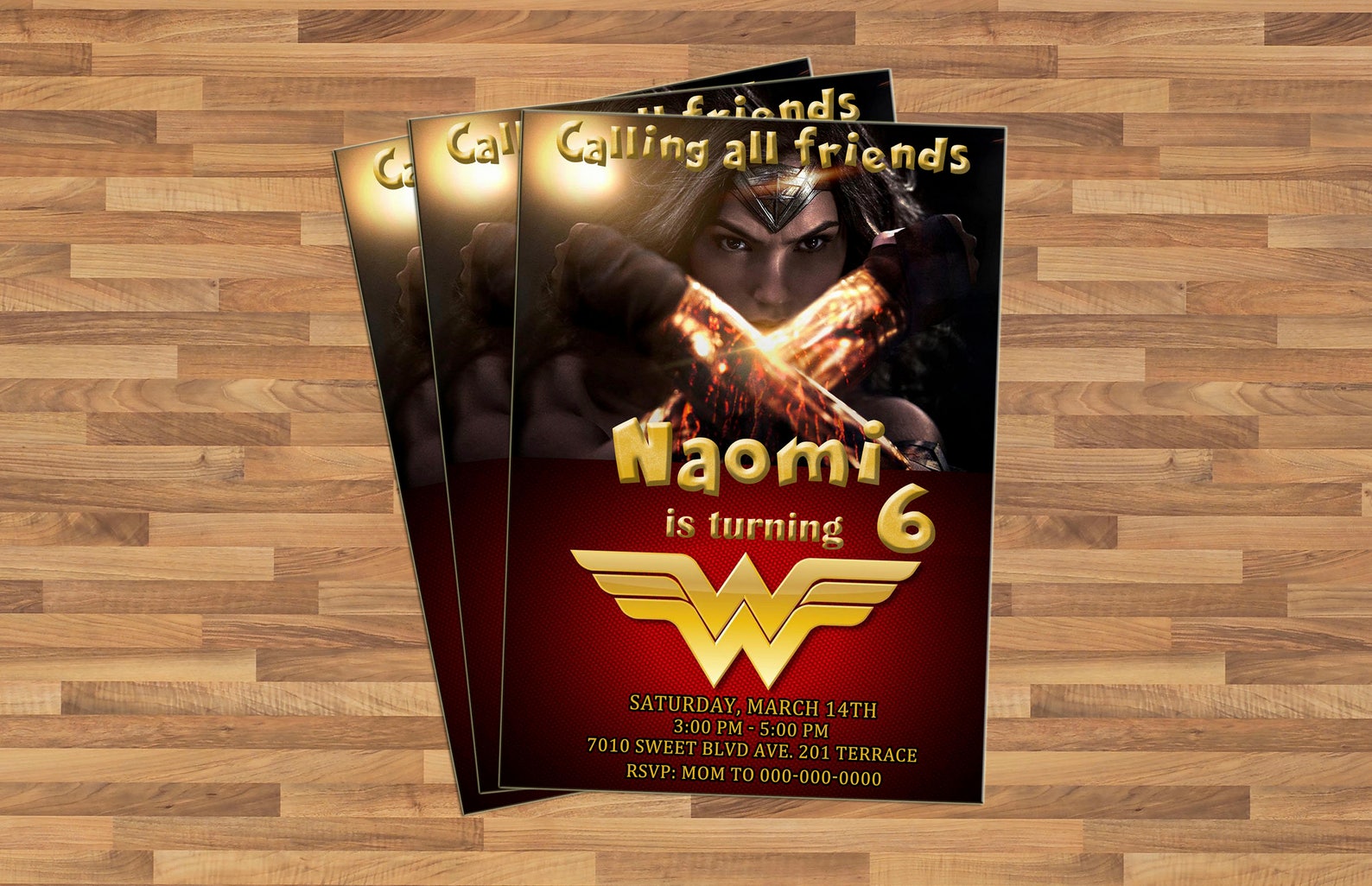 Wonder Woman Photo Invitations Birthday Invite Kids | Etsy