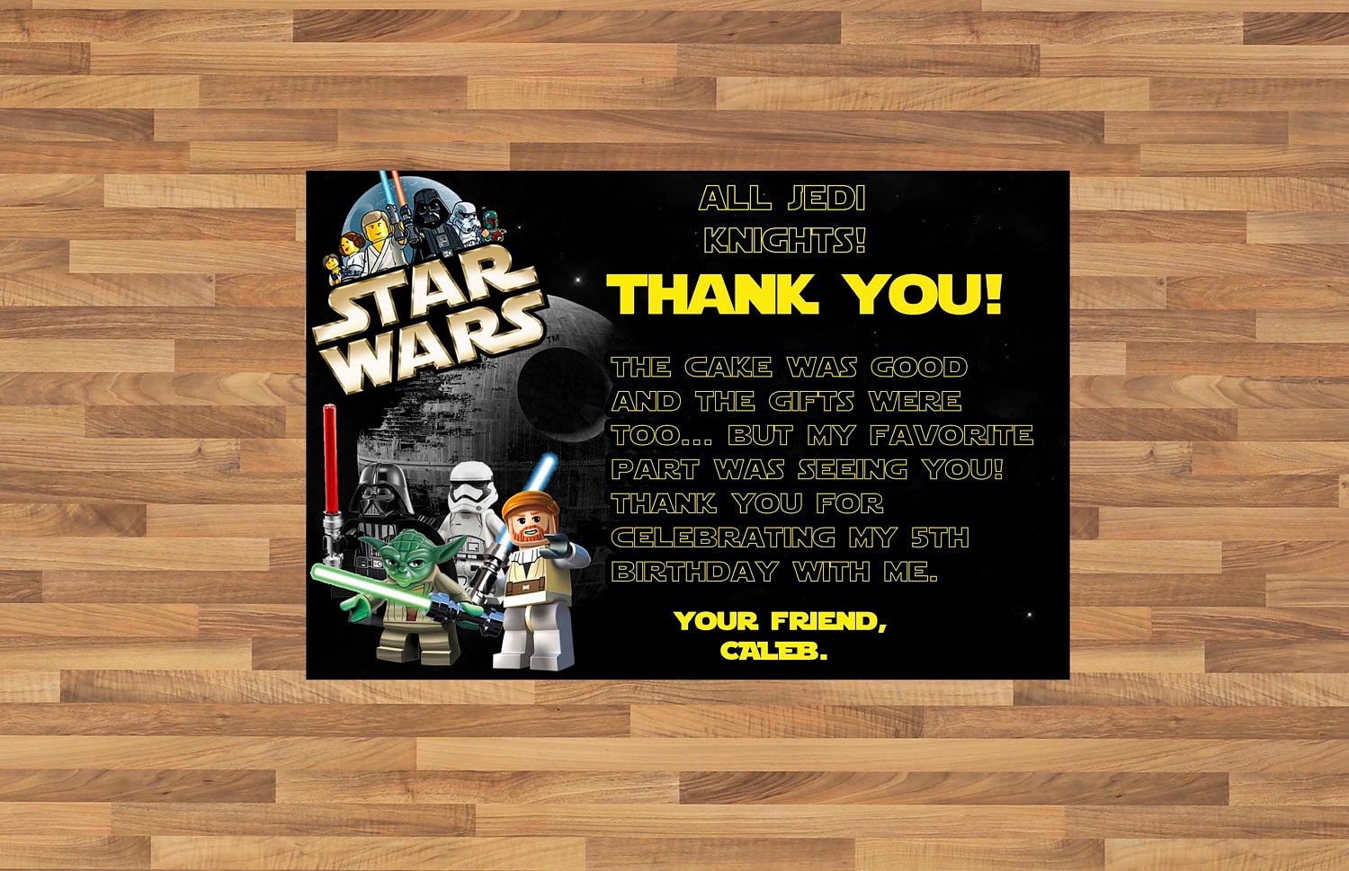 Personalized Star Wars Thank You Card Note Printable | Etsy