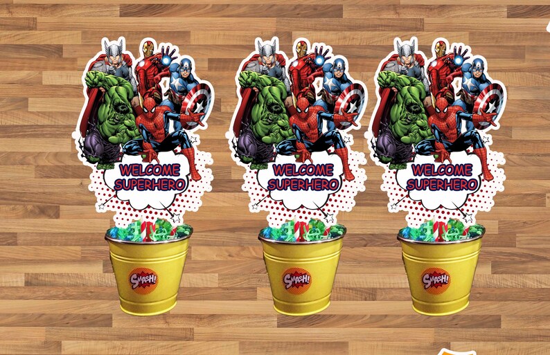 Center of Table Centerpieces SUPER Hero Marvelbirthday Etsy