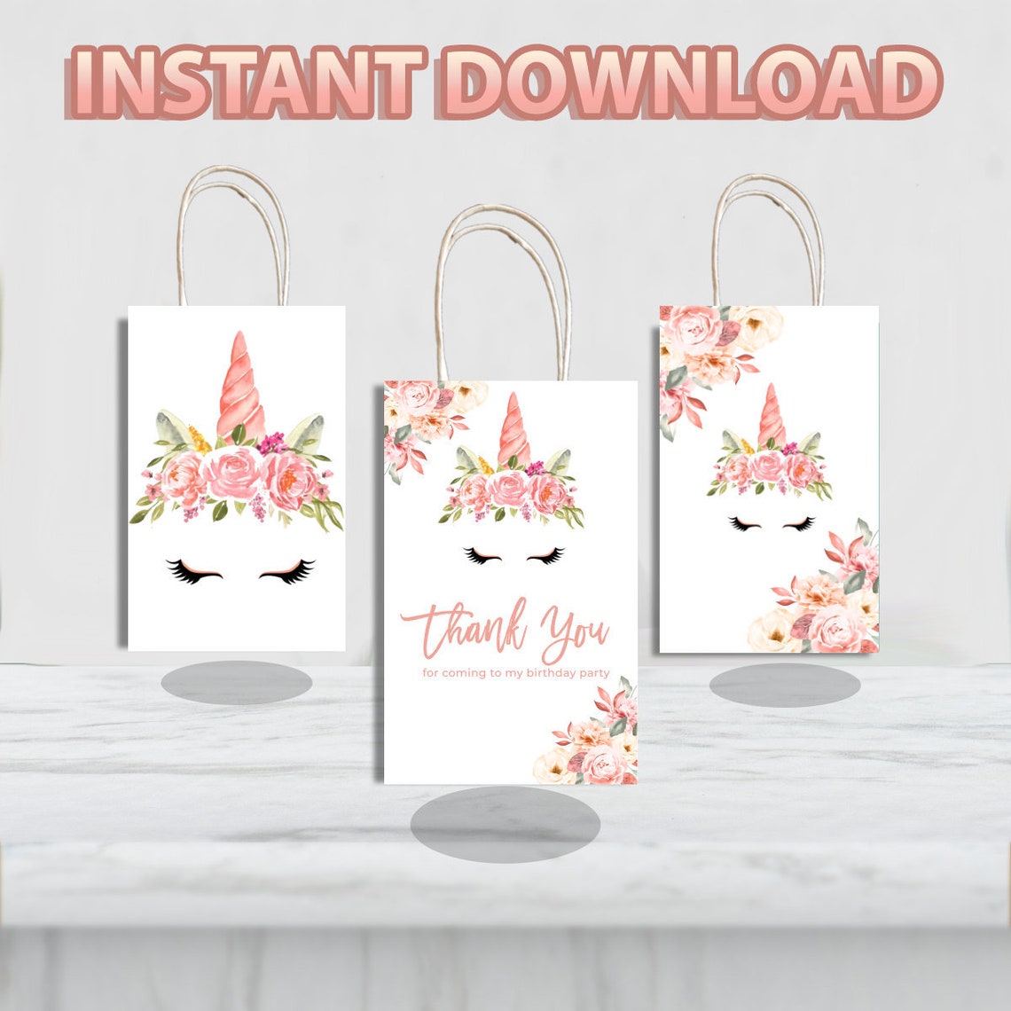 Unicorn DIY Favor Bag Template Unicorn Party Bags Printable Etsy