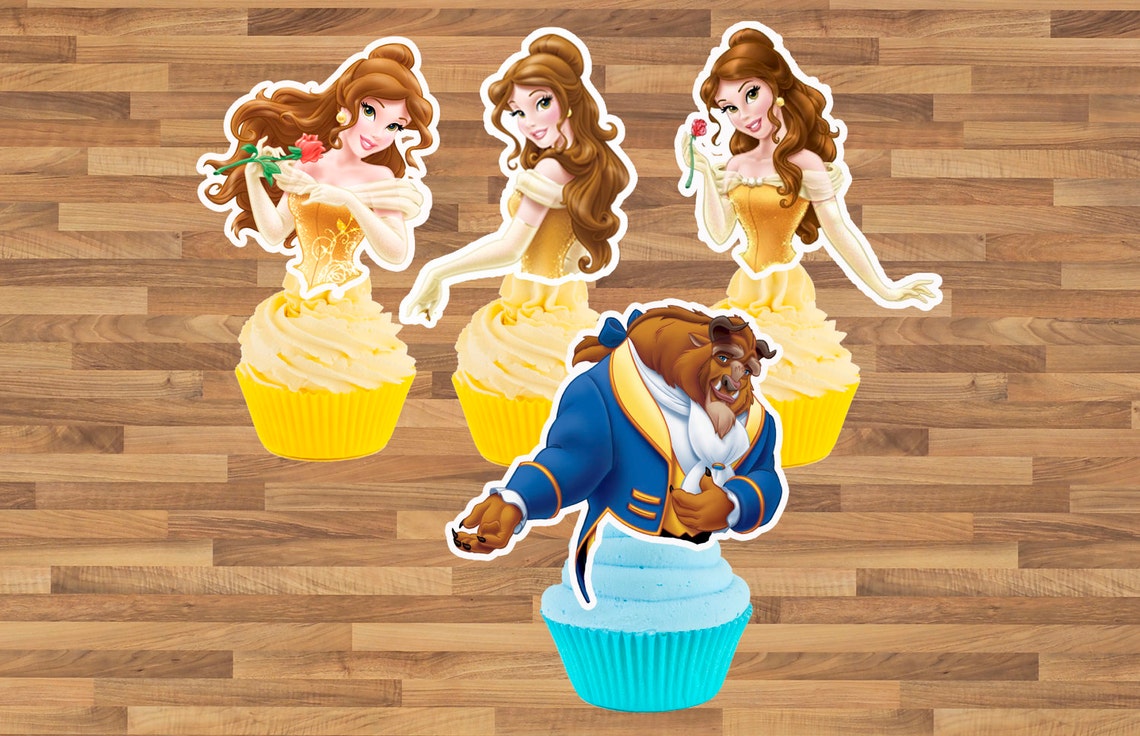 Princess Belle Cupcake Toppers Beauty and the Beast Cupcake | Etsy