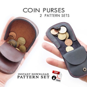 Instant download patterns for 2 coin purses/leathercraft patterns/templates