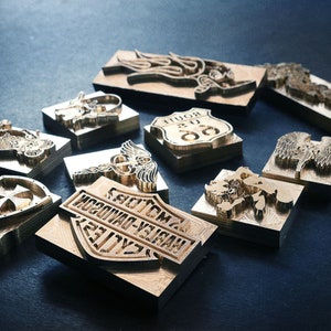 Custom brass stamps for leather/wood/wax