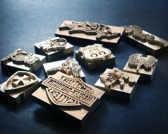 Custom brass stamps for leather/wood/wax