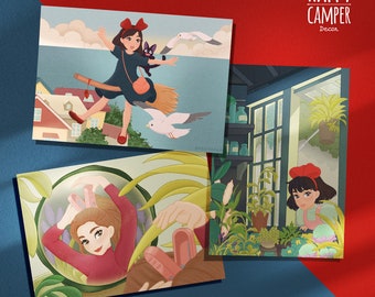 Postcards: Kiki's Flying, Kiki's Garden, Arrietty's Mirror