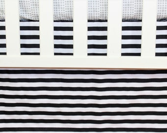 black and white striped crib skirt