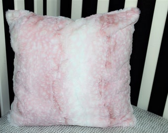 Deluxe Minky Decor Pillow - Pink Fawn Minky / Fawn Cappuccino/Fawn Metal/Gray Fawn