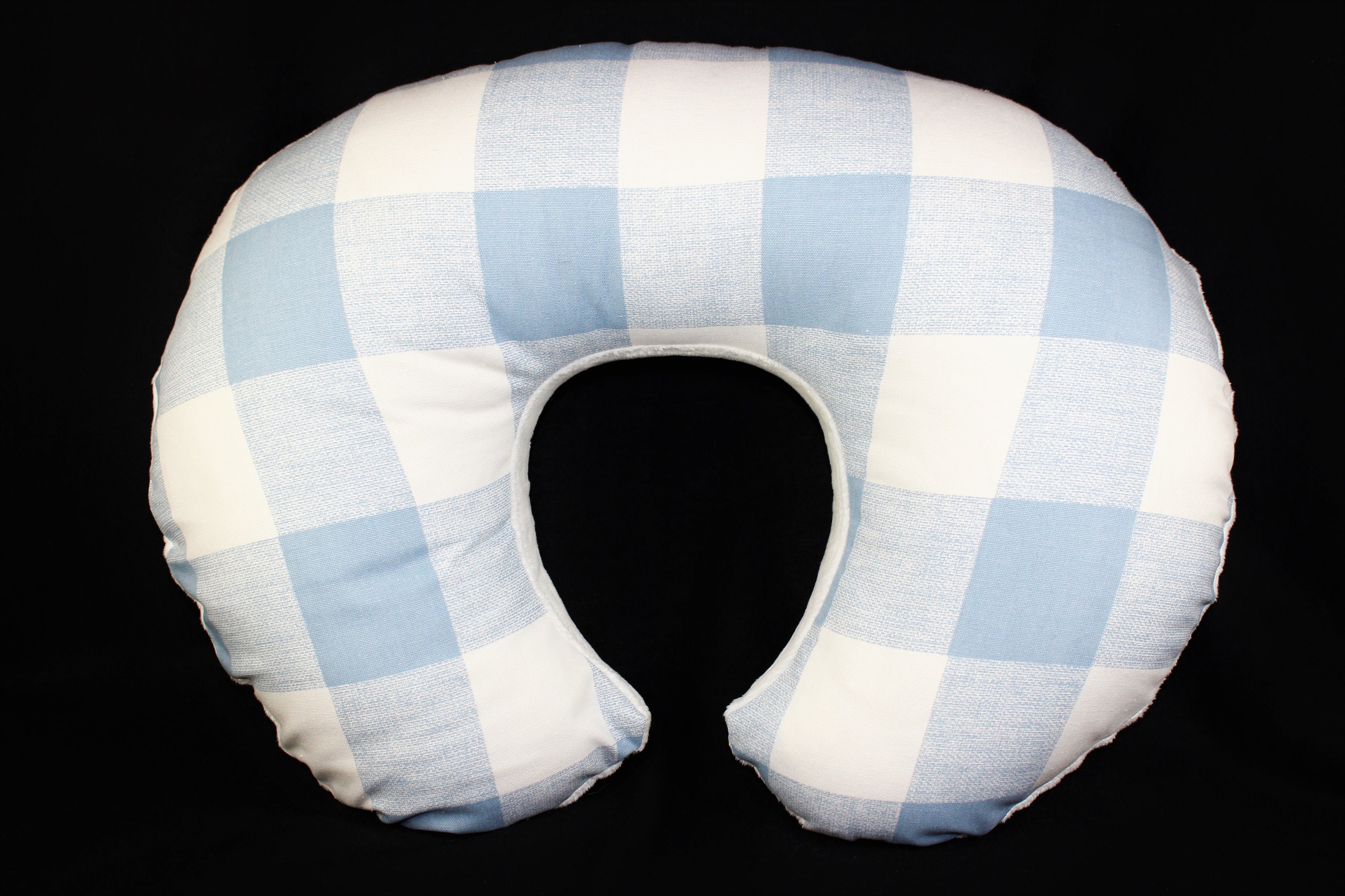 Nursing Pillow Cover Blue Buffalo Check With Minky Underside Etsy