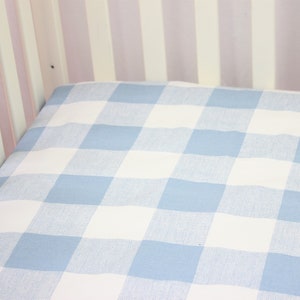 Fitted Crib Sheet / Mini Crib Sheet / Pack N Play - Blue Buffalo Check