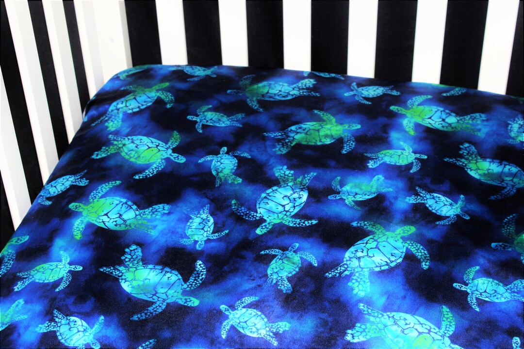 Minky Crib Sheet / Mini Crib Sheet / Pack N Play Midnight Turtles Minky Etsy