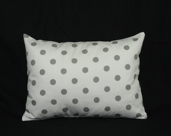 Décor Pillow - Grey Polka Dots on White