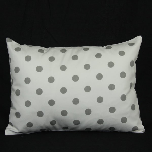 Décor Pillow - Grey Polka Dots on White