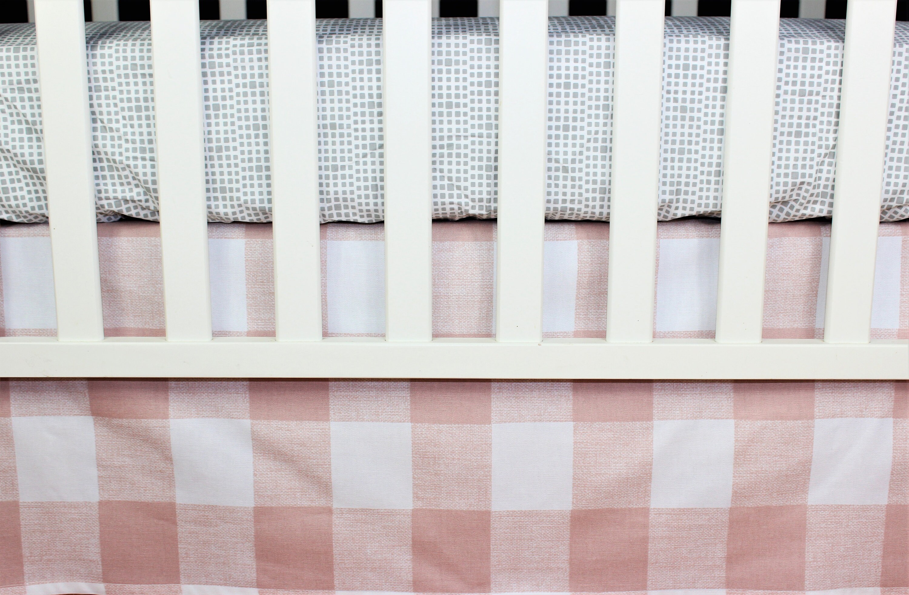 Crib Bedding Skirt / Mini Crib Skirt Blush Buffalo Check Etsy