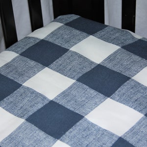 Fitted Crib Sheet / Mini Crib Sheet / Pack N Play Navy Buffalo Check image 1