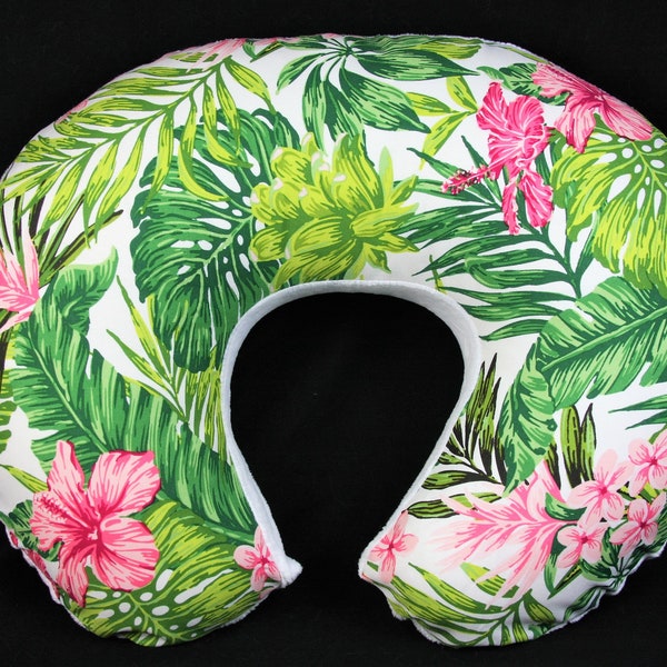 Nursing  Pillow Cover - Tropical Jungle Leafs With Minky Underside