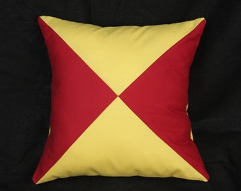 Contemporary Pillow - Red & Yellow Triangles Home decor pillow.