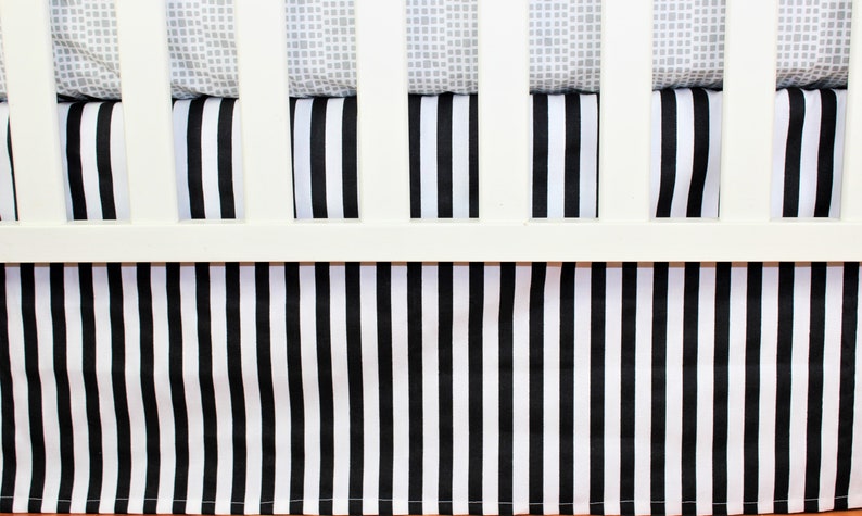 Crib Bedding Skirt Mini Crib Skirt Black White Stripe Etsy