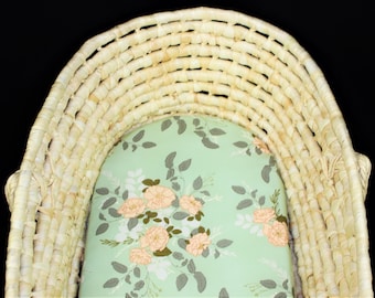 Sheet - Mint Floral - Any size/shape Sheet