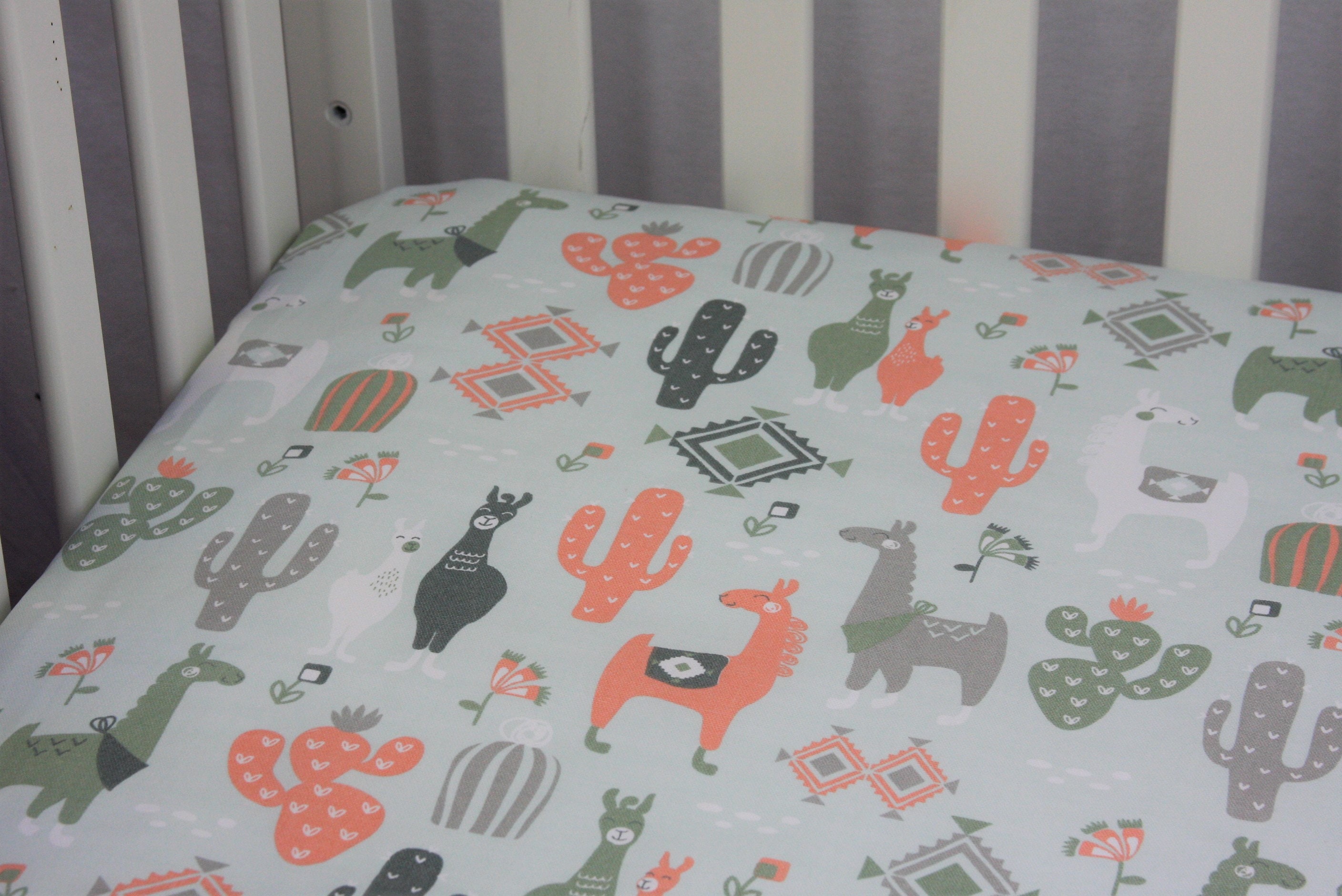 Fitted Crib Sheet Mini Crib Sheet Pack N Play Llama Etsy