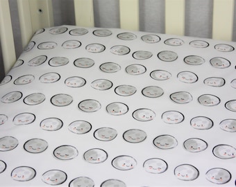 Fitted Crib Sheet / Mini Crib Sheet / Pack N Play - Happy Moons