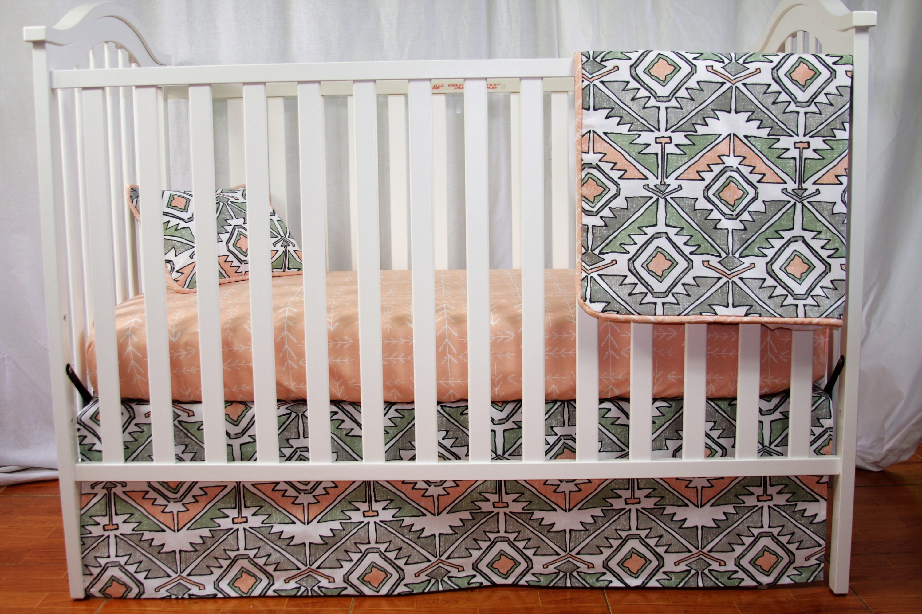 Crib Bedding Set Peach Native Aztec Baby Bedding Peach Crib