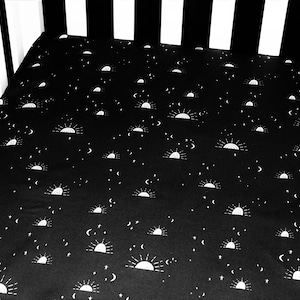 Fitted Crib Sheet / Mini Crib Sheet / Pack N Play - Black Sunrise