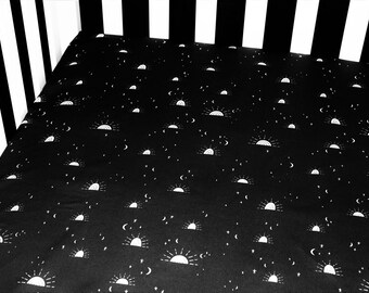 Fitted Crib Sheet / Mini Crib Sheet / Pack N Play - Black Sunrise
