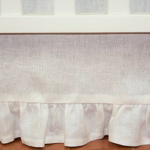 Crib Bedding Skirt- Natural Washed Ivory Linen - Mini Crib/Crib Skirt
