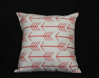 Décor Pillow - Coral Arrow on White