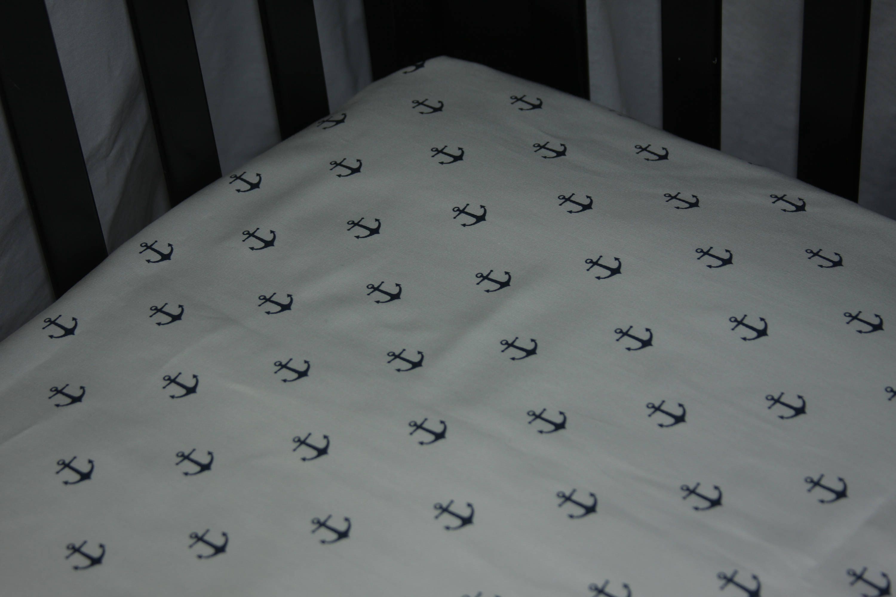 Fitted Crib Sheet Mini Crib Sheet Pack N Play Navy Anchor Etsy Canada