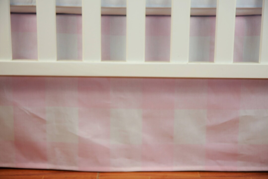 Crib Bedding Skirt / Mini Crib Skirt Baby Pink Buffalo Check Etsy