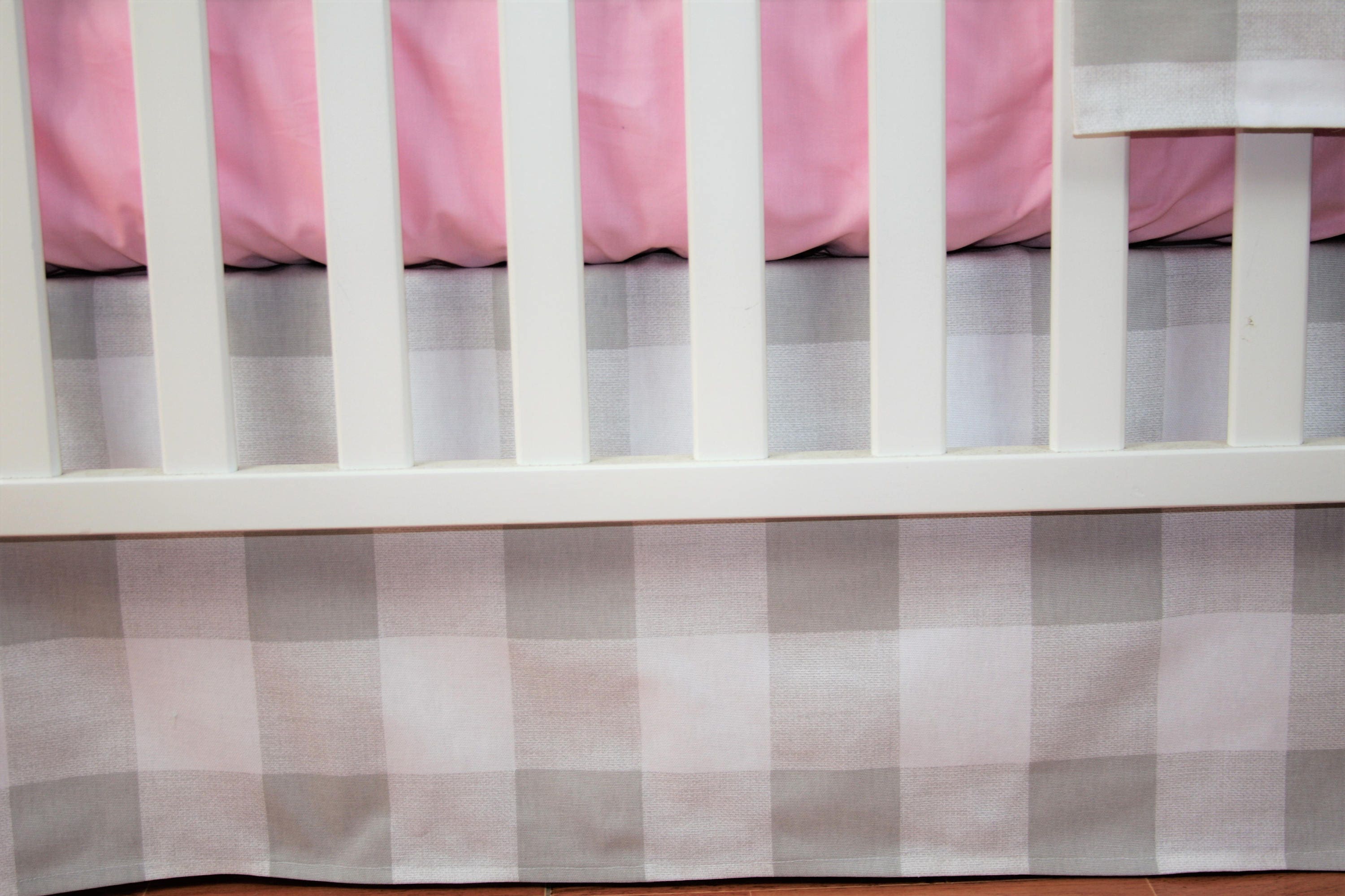 Crib Bedding Skirt / Mini Crib Skirt French Gray Buffalo Etsy
