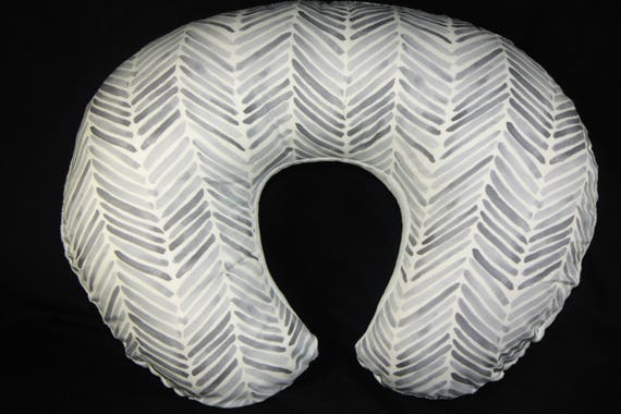 Organic Nursing  Pillow Cover - Watercolor Gray Herringbone With Minky Underside