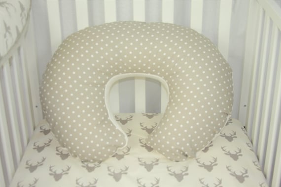 Nursing Pillow Cover Mini Dot White Tan Boppy Cover Etsy