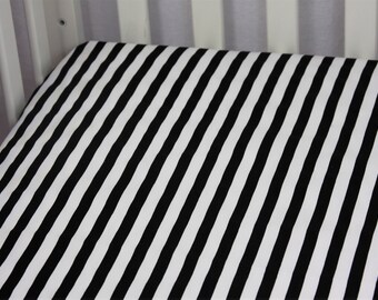 Cotton Fitted Crib Sheet / Mini Crib Sheet / Pack N Play - Black & White Stripe