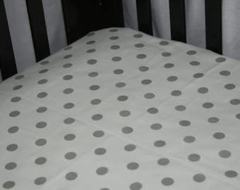 Fitted Crib Sheet / Mini Crib Sheet / Pack N Play - Grey Polka Dot