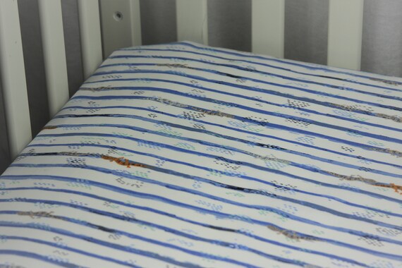 Blue Stripe Crib Sheet – Fitted Baby Crib Sheet With Elastic Corners - View #8