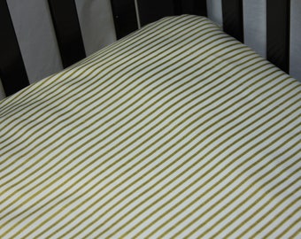 Fitted Crib Sheet / Mini Crib Sheet / Pack N Play - Gold Metallic Stripe