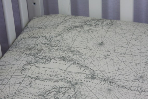 Fitted Crib Sheet Mini Crib Sheet Vintage Map World Map Etsy