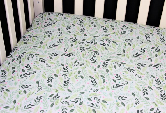 Fitted Crib Sheet Mini Crib Sheet Pack N Play Leafy Dot Etsy UK