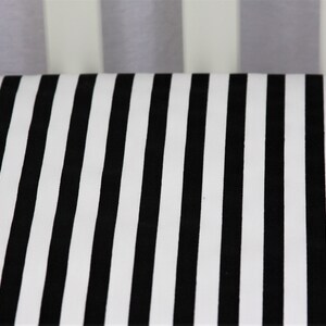 Cotton Knit Fitted Crib Sheet / Mini Crib Sheet / Pack N Play Black & White Stripe image 3