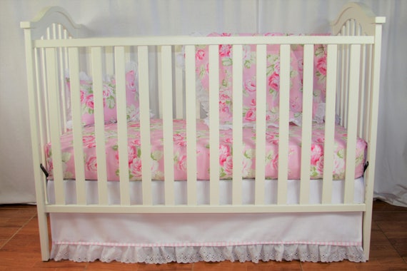Crib Bedding Set Pink Roses Baby Bedding Pink Crib Bedding Pink