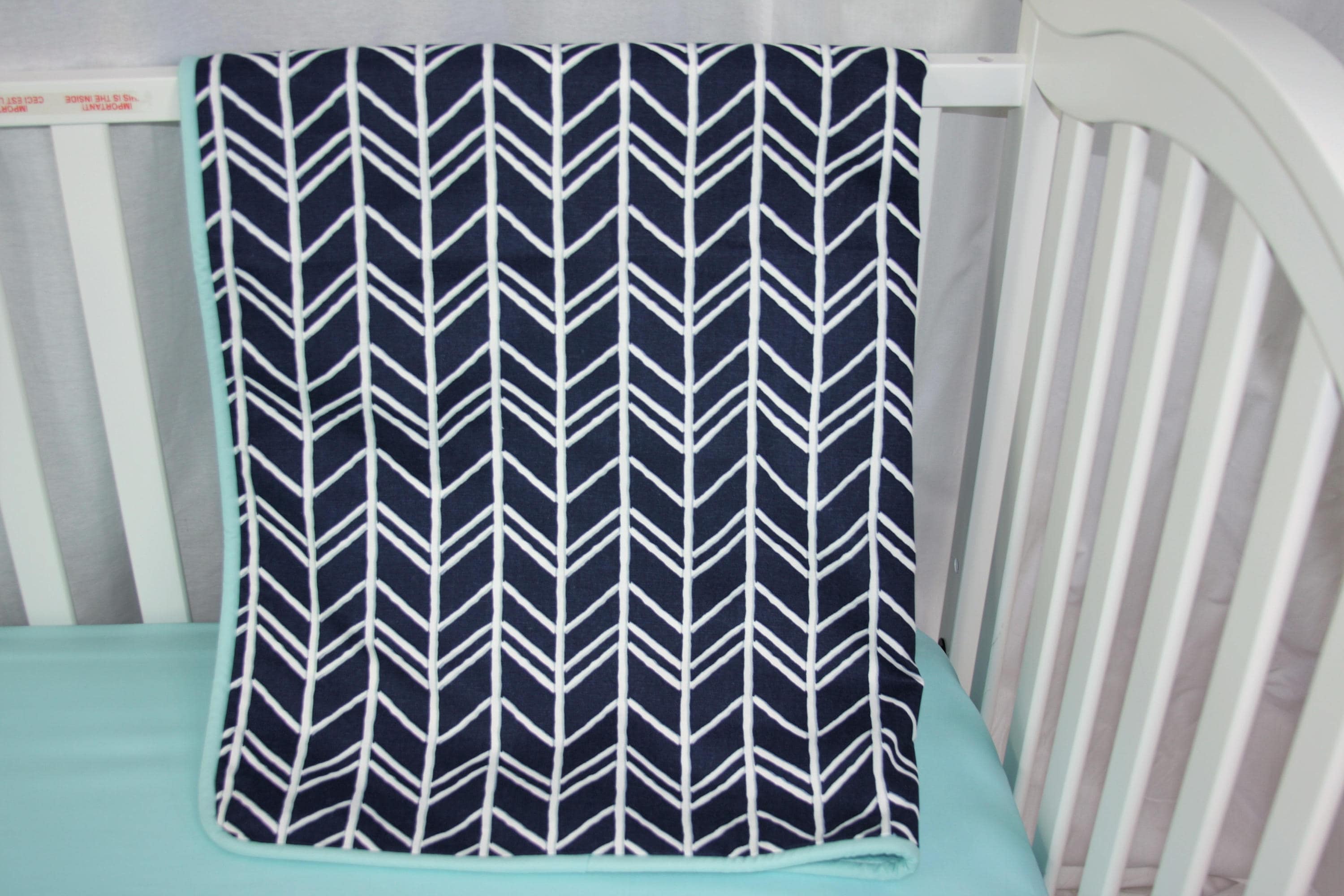 Crib Bedding Set Herringbone Baby Bedding Navy Crib Bedding Etsy Canada