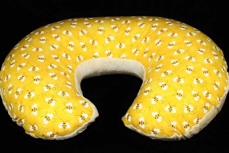 Nursing Pillow Cover Yellow Bumble Bees With Minky Underside Etsy
